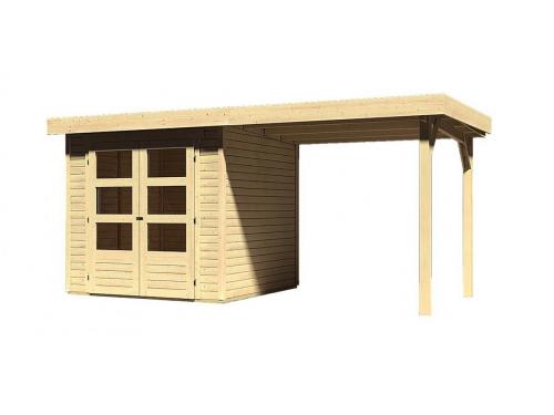 fából készült kerti ház KARIBU ASKOLA 2 + egy menedéket 240 cm (73245) natur