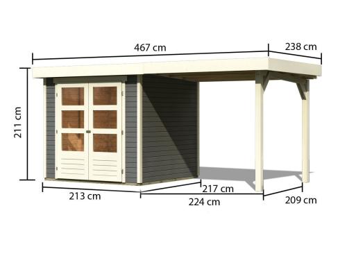 fából készült kerti ház KARIBU ASKOLA 2 + egy menedéket 240 cm (82904) terragrau