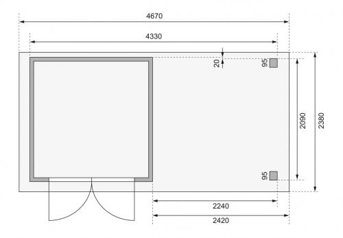 fából készült kerti ház KARIBU ASKOLA 2 + egy menedéket 240 cm (82904) terragrau