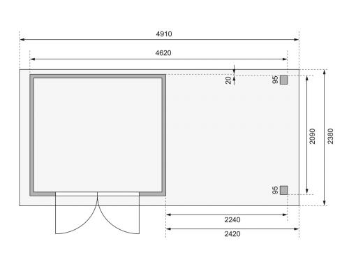 fából készült kerti ház KARIBU ASKOLA 3 + egy menedéket 240 cm (82905) terragrau