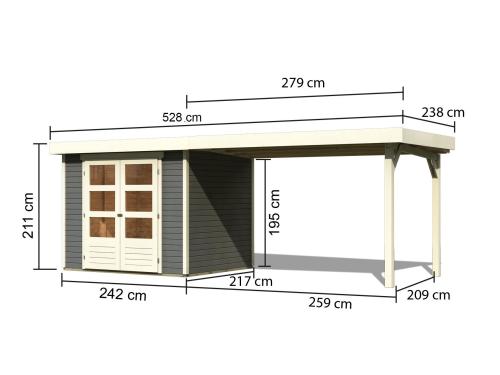 fából készült kerti ház KARIBU ASKOLA 3 + egy menedéket 280 cm (82924) terragrau