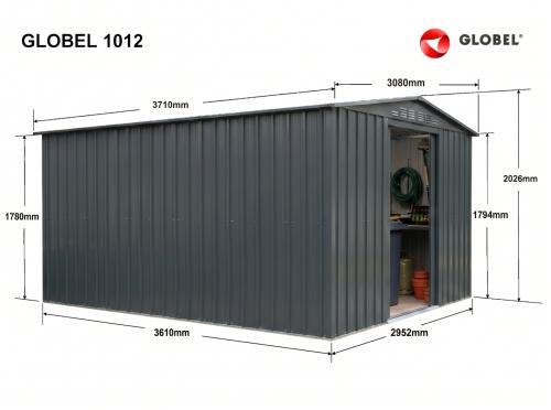 fém kerti ház GLOBEL 1012 ANTRACIT + napfénytetővel