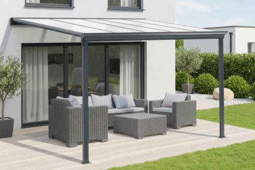 alumínium pergola LANITPLAST WALL 33 antracit + clear PC