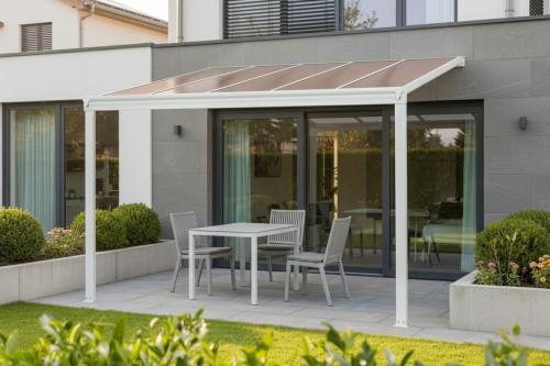 alumínium pergola LANITPLAST WALL 33 fehér + bronz PC