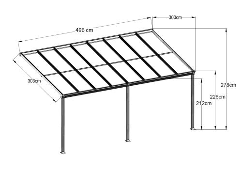 alumínium pergola LANITPLAST WALL 53 antracit + bronz PC