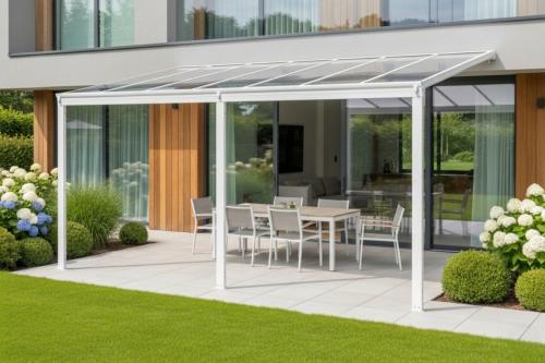 alumínium pergola LANITPLAST WALL 53 fehér + clear PC