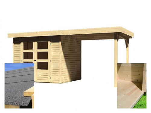 fából készült kerti ház KARIBU ASKOLA 3 + egy menedéket 240 cm (14441) SET