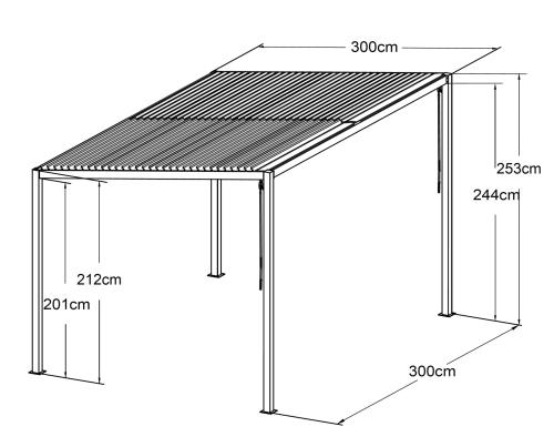 alumínium bioklimatikus pergola LANITPLAST STANDARD 3x3 m
