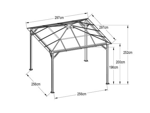 kerti pavilon LANITPLAST 33 antracit + átlátszó PC