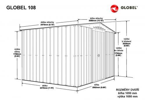 fém kerti ház GLOBEL 108 ZÖLT + napfénytető