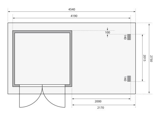 fából készült kerti ház KARIBU BASTRUP 2 + egy menedéket 200 cm (73290) natur