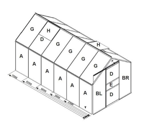 náhradné presklenie pre skleník VITAVIA VENUS 3800 PC 4 mm