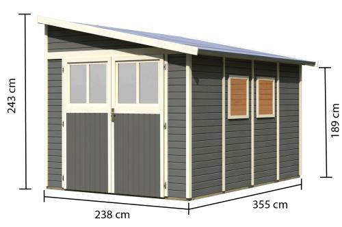 fából készült kerti ház KARIBU BOMLITZ 4 (8887) terragrau