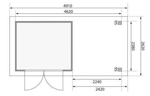 drevený domček KARIBU ASKOLA 3,5 + prístavok 240 cm (9144) terragrau