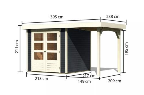 fából készült kerti ház KARIBU ASKOLA 2 + egy menedéket 150 cm (38653) antracit