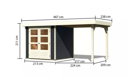 fából készült kerti ház KARIBU ASKOLA 2 + egy menedéket 240 cm (38654) antracit