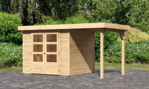fából készült kerti ház KARIBU ASKOLA 3 + egy menedéket 150 cm (23491) natur