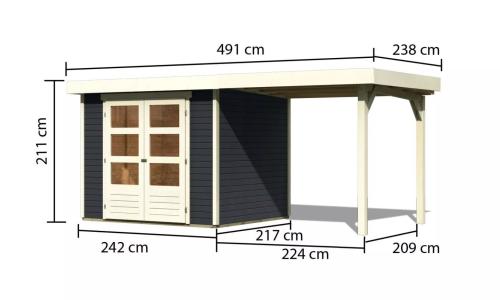 fából készült kerti ház KARIBU ASKOLA 3 + egy menedéket 240 cm (38662) antracit