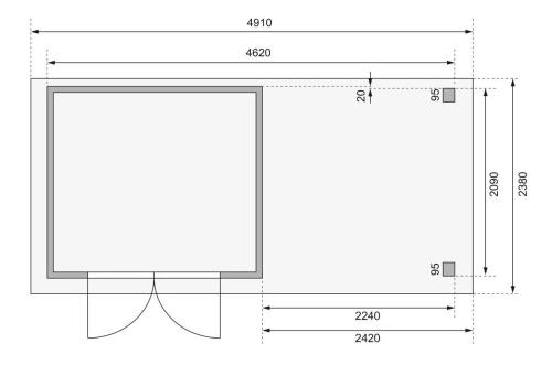 fából készült kerti ház KARIBU ASKOLA 3 + egy menedéket 240 cm (82923) terragrau