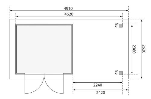 drevený domček KARIBU ASKOLA 3,5 + prístavok 240 cm vrátane zadnej steny (9145) terragrau
