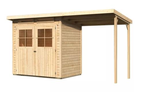 fából készült kerti ház KARIBU GLUCKSBURG 2 + egy menedéket 190 cm (83229) natur