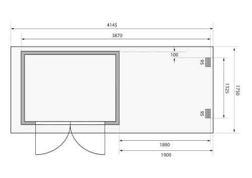 fából készült kerti ház KARIBU GLUCKSBURG 2 + egy menedéket 190 cm (83230) terragrau