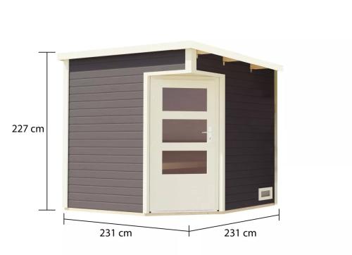 finn szauna KARIBU PELLE (40176) terragrau