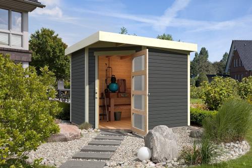 fából készült kerti ház KARIBU SCHWANDORF 3 (73468) terragrau