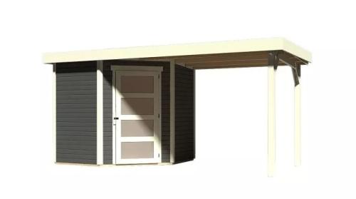 fából készült kerti ház KARIBU SCHWANDORF 3 + egy menedéket 240 cm (77739) terragrau