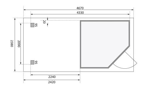 fából készült kerti ház KARIBU SCHWANDORF 3 + egy menedéket 240 cm (77739) terragrau