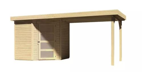 drevený domček KARIBU SCHWANDORF 3 + prístavok 280 cm (77742) natur
