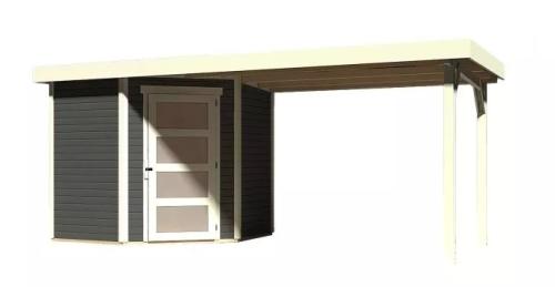 fából készült kerti ház KARIBU SCHWANDORF 3 + egy menedéket 280 cm (77743) terragrau