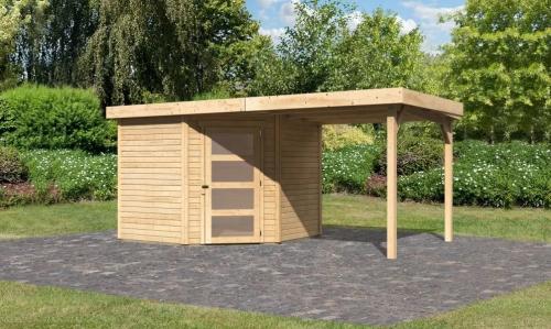 drevený domček KARIBU SCHWANDORF 5 + prístavok 240 cm (77746) natur