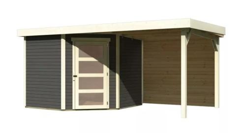 drevený domček KARIBU SCHWANDORF 5 + prístavok 240 cm vrátane zadnej steny (9215) terragrau