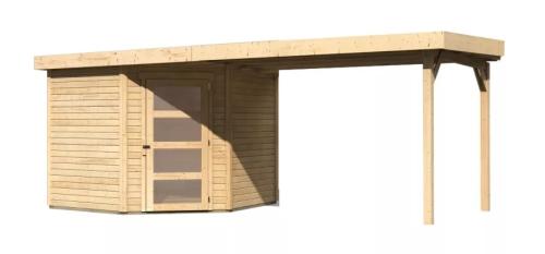 drevený domček KARIBU SCHWANDORF 5 + prístavok 280 cm (77750) natur