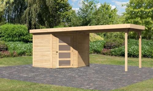 drevený domček KARIBU SCHWANDORF 5 + prístavok 280 cm (77750) natur