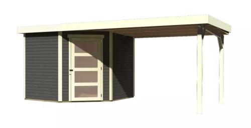 drevený domček KARIBU SCHWANDORF 5 + prístavok 280 cm (9217) terragrau