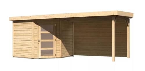 drevený domček KARIBU SCHWANDORF 5 + prístavok 280 cm vrátane zadnej steny (9218) natur