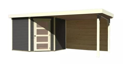 drevený domček KARIBU SCHWANDORF 5 + prístavok 280 cm vrátane zadnej steny (9219) terragrau