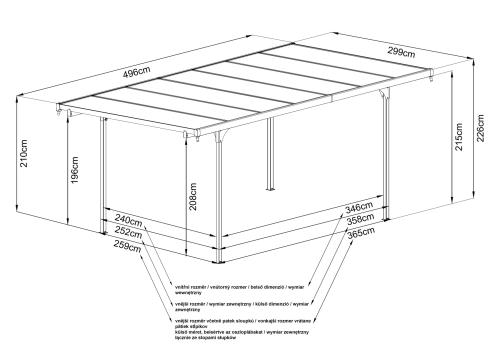 alumínium pergola LANITPLAST ALU 53 antracit + bronz PC