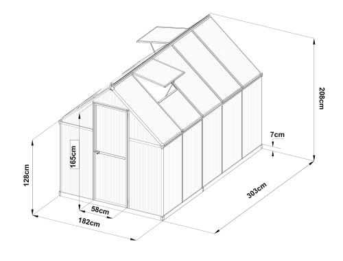 üvegház LANITPLAST SARANA 6x10 PC 4 mm ezüst színű