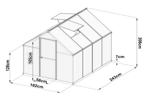 üvegház LANITPLAST SARANA 6x8 PC 4 mm ezüst színű