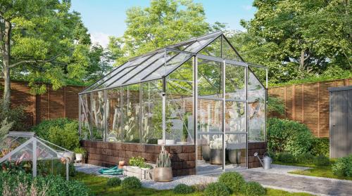 skleník VITAVIA CASSANDRA 8300 číre sklo 3 mm strieborný