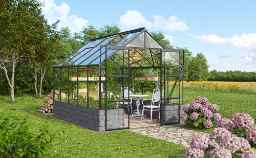 skleník VITAVIA CASSANDRA 8300 číre sklo 3 mm čierny