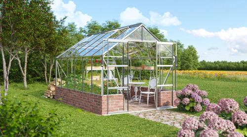 skleník VITAVIA CASSANDRA 9900 číre sklo 3 mm strieborný