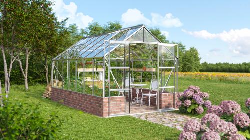 skleník VITAVIA CASSANDRA 11500 číre sklo 3 mm strieborný