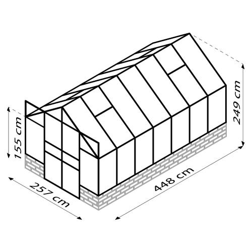 skleník VITAVIA CASSANDRA 11500 číre sklo 3 mm čierny