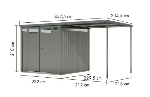 plechový domček KARIBU OSTEN 2 (12520) sivý