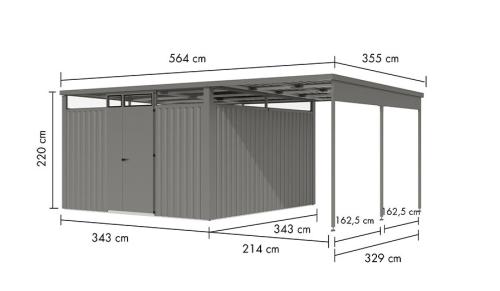 plechový domček KARIBU OSTEN 3,5 (12524) sivý