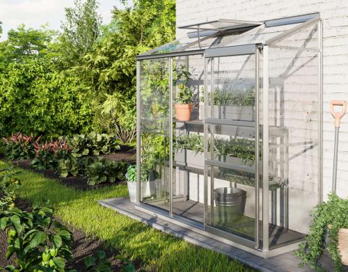 skleník VITAVIA IDA 1300 číre sklo 3 mm strieborný